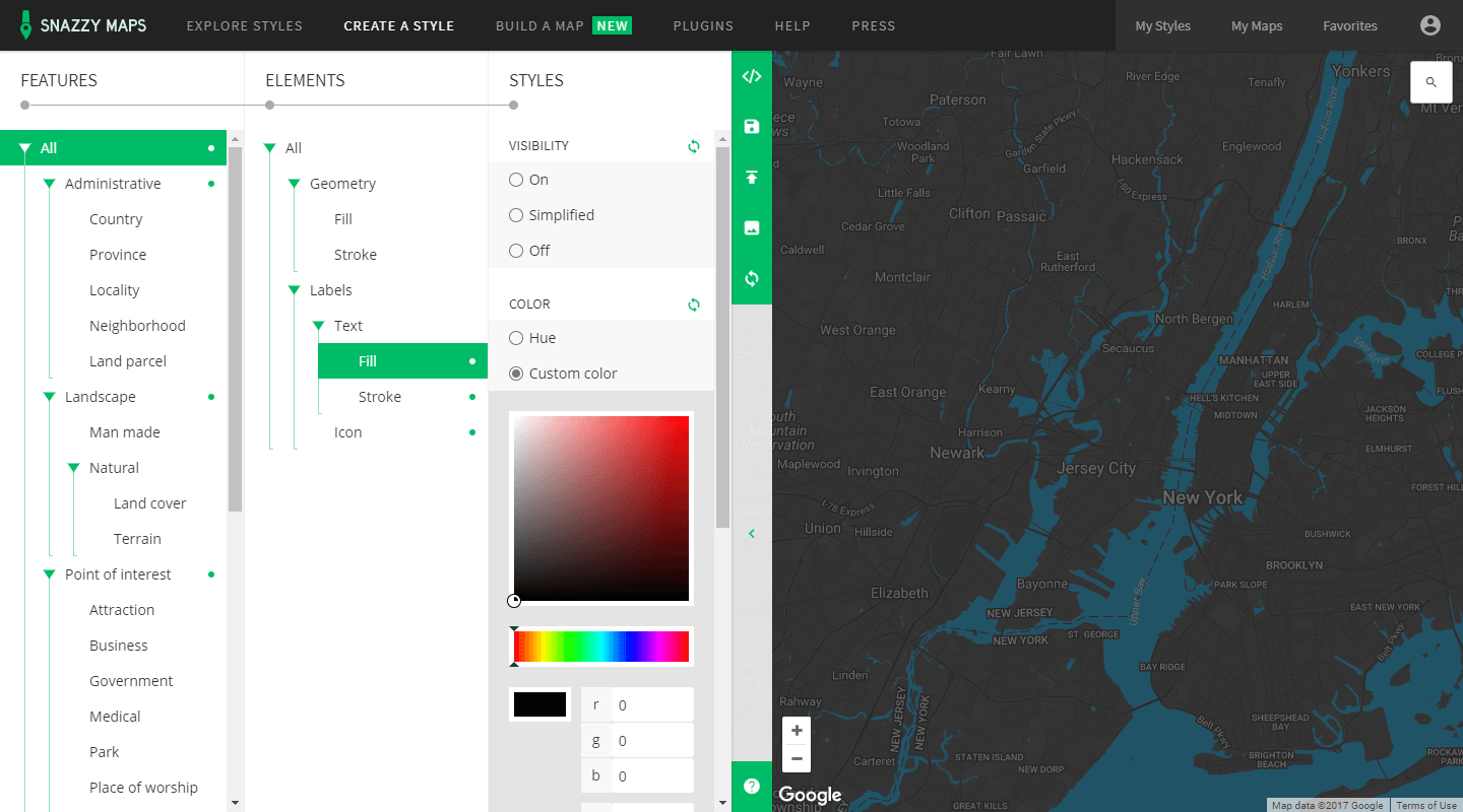 Snazzy Maps Style Editor