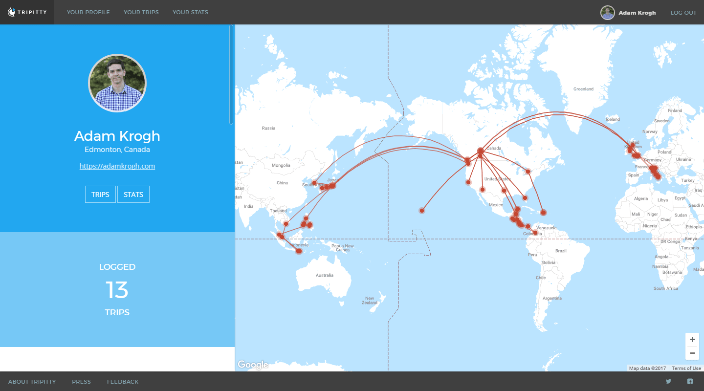 My travel profile on Tripitty